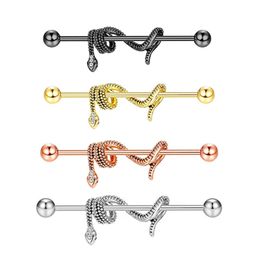 14G Snake Industrial Ear Stud Cartilage Barbell Body Piercing Jewellery For Men and Women