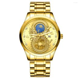 Armbanduhren 2023 Männer Quarzuhr Top Marke Mode Luxus Edelstahl Drache Wasserdichte Uhren Business Goldene Armbanduhr