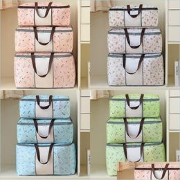 Storage Bags Quilt Non Woven Bag Foldable Clothes Blanket Sweater Organiser M/L/Xl Holder Drop Delivery Home Garden Housekee Organiza Dhkrs