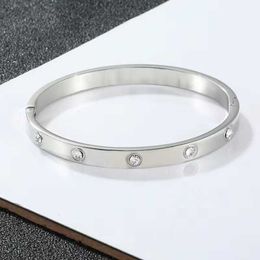 designer bracelet Bangle Fashion Bracelet Titanium Steel Rhinestone Popular Simple Rose Jewelry RC98