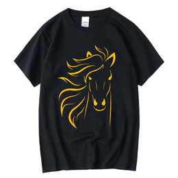 Men's T Shirts XIN YI T shirt High Quality 100 cotton Golden Horsehead printing casual loose o neck for men short sleeve t shirt male top 230329