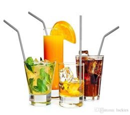 304 Stainless Steel Drinking Straw with Cleaning Brush for Cups Durable Reusable Metal Straight Bent Drinking Straws