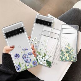 Cell Phone Cases Dome Cameras Transparent Fundas for Google Pixel 7 Pro 6a 6 6Pro 2 3 3a Protection Shell for Google 4 4a 5 5a 5G XL Soft TPU Flower Case P230317