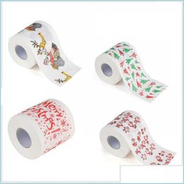 Party Decoration Merry Christmas Paper Toilet Roll Cute Santa Claus Pattern Printed Table Decor Holiday Supplies Drop Delivery Home Dhtsi