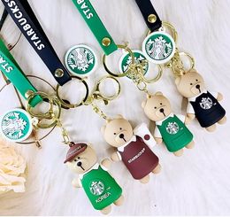 Decompression Toy Little Bear Coffee Maker Toy Key Chain Couple Bag Key Pendant Jewelry Shop Gift toys