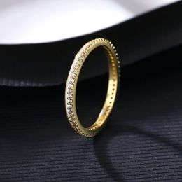 Micro Inlay Zircon Super Flash s925 Silver Ring Luxury 18k Gold Plated Color Block Ring Exquisite Jewelry Party Accessories