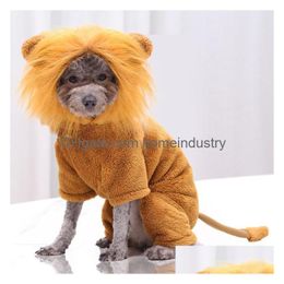 Dog Apparel Halloween Pet Clothes Autumn And Winter Fourlegged Flannel Warm Cat Supplies Teddy Bichon Fighting Lion Transformation D Dhqld