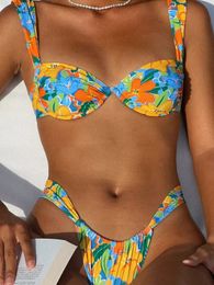 Women's Swimwear Push Up Bikini Micro Bikinis Set 2023 Womens Swimsuit Sexy Female Floral Bathing Suit Thong Biquini Swimming Suits 230329