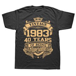 Mens TShirts Novelty 1983 40 Years Of Being Awesome 40th T Shirts Graphic Cotton Streetwear Short Sleeve Birthday Gifts Summer Style Tshirt 230330