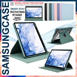 Hybrid Slim Case For Samsung Galaxy Tab S7 FE S8 Plus 12.4 inch SM-T970 T975 360 Rotating Kickstand Tablet Cover with Pencil Holder