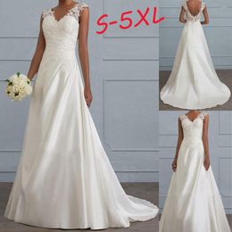 Casual Dresses Women Wedding Dress Fashion White Temperament Lace Patchwork Sleeveless Party Long V-Neck Cocktail For