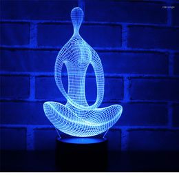 Night Lights 3D LED Light Yoga With 7 Colours For Home Decoration Lamp Amazing Visualisation Optical Illusion Awesome