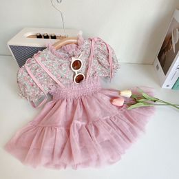16115 Summer Kids Girls Clothing Set Girl Cute Two-piece Dress Set Florals Top with Strap Skirt Chlildren Princess Casual Outfits Sets