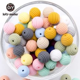 Baby Teethers Toys Lets make Silicone Beads 15mm 20pcs DIY Threaded Silica BPA Free Months Spiral Food Grade Teething 230329