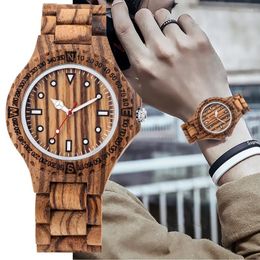 Wristwatches Quartz Zebra Wood Watch For Men Simple Scale Wooden Dial Watches Practical Full Strap Folding Buckle Mens Wristwatch GiftsWrist