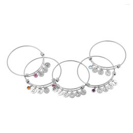 Bangle Stainless Steel Expandable Wire Letter Sister&mom Family Stytle Bracelet Charms Wholesale