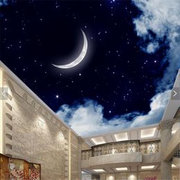 Wallpapers Custom Ceiling Fresco Sky Nebula Moon Mural For Living Room Bedroom Dining Background Decorative Wallpaper