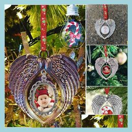 Christmas Decorations New Year Sublimation Ornament Angel Wings Shape Blank Transfer Printing Consumables Supplies Gift Drop Deliver Dh8Jx