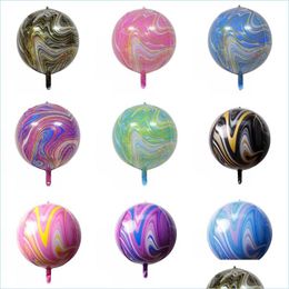 Other Event Party Supplies 22Inch Marble Agate Balloon Aluminum Foil Rainbow Tie Dye Baby Shower Birthday Easter Balloons Dhh2N