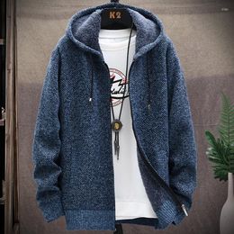 Men's Sweaters Men Hooded M-4XL 2023 Male Winter Knitting Arrival Fit Knitted Cardigan Mens Thicken Slim Sweater Men's Coat