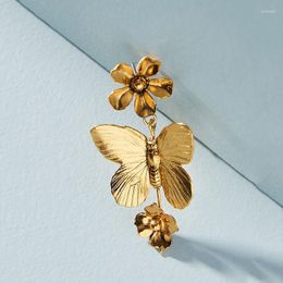 Dangle Earrings Women's Fashion Gold Colour Leaf Flower Butterfly For Women Feminine Personality Jewellery Wedding Accessories