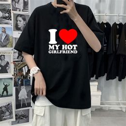 Mens TShirts i love my girlfriend shir shir men graphic summer shirs male designer clohing 230330