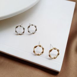 Stud Earrings Simple Metal Geometry Twist Circle Elegant Ladies Party Gold Silver Colour Fashion Jewellery Girl Gifts