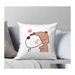 Pillow Case Bubu Dudu Square Pillowcase Polyester Linen Creative Zip Decorative Bed Cushion Er Car Chair Sofa Decor Casepillow Drop Dhwun