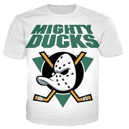 Mens TShirts Summer 3D Mighty Ducks Hockey Mask Print Tops Cool T Shirt Stick Puck Sports ShortSleeved Oversized Man TShirt 230330
