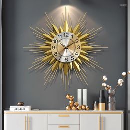 Wall Clocks Gold Nordic Luxury Clock Living Room Creative Bedroom Big Watch Modern Design Simple Zegarek Home Decoration W6B