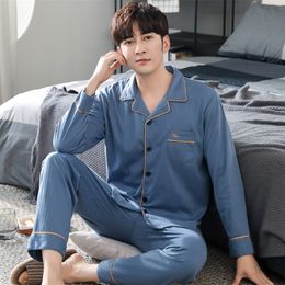 Men's Sleepwear Autumn Winter Men's Cotton Pyjamas Button Lapel Pyjamas Cartoon Pyjamas Set Casual Sleep and Lounge Pyjamas 3XL 4XL Men's Pyjamas 230330