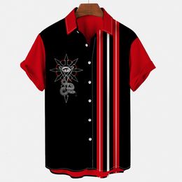 Mens TShirts Black Short Sleeve Korean Style Comfortable Casual Loose Single Breasted Retro Lapel Street Summer Clothing 230330