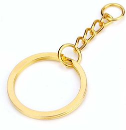 Key Rings 20Pcs Split Key Chain Keyring Silver-Plate Golden Colour Metal Keychains Rings Parts Wit AA230329