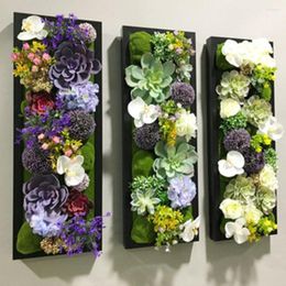 Decorative Flowers Wall Hanging Artificial Plant Fake Panel Lawn Simulation Turf Green Leaf Grass Subtropical Mesh Grille Decoration