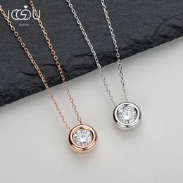 Pendant Necklaces IOGOU 1 D Colour Engagement Neclace 925 Silver 6 5mm Round Diamond Chain Jewellery Wholesale 230329