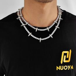 Girocolli Collana pantera nera 5mm Iced Out CZ Zircone cubico Catena da tennis Rivetto Dente di lupo Fascino Moda Gioielli hip-hop Regalo per uomo 230329