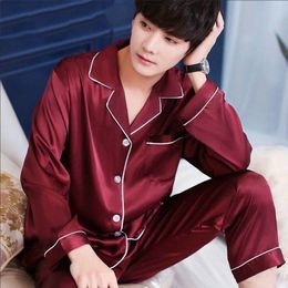 Men's Sleepwear Men's Dyed Silk Pyjamas Set Men's Silk Pyjamas Men's Sexy Modern Style Soft and Comfortable Satin Pyjamas Men's Set 230330