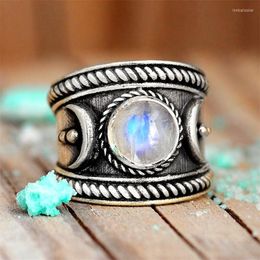 Wedding Rings Cute Female Small Open Adjustable Ring Silver Colour Moonstone Engagement Crystal White Mermaid For Women