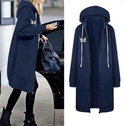 Women's Jackets Dress For Women Casual Solid Color Partial Butterfly Print Long Pocket Jacket