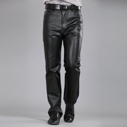 Men's Jeans Leather Pants Autumn Winter Large Size Straight Sheepskin Zipper Fly Regular Full Length 7XL 230330