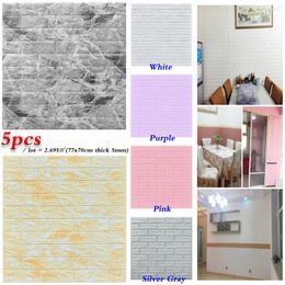 Wallpapers 5pcs Marble Printed Wall Brick Stickers DIY Wallpaper For Living Room Bedroom TV Waterproof Self-Adhesive Foam Sticker
