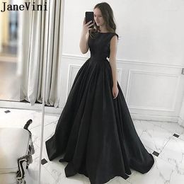 Party Dresses JaneVini Summer Black Girl Prom 2023 Sexy Backless Robe Satin A Line Long Sleeveless Girls Formal Dress Graduation Gown