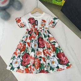 23ss dress Girl dresses girls dress kids designer clothes brand Round neck splicing logo printing Waist tuck skirt High quality kids clothes a1