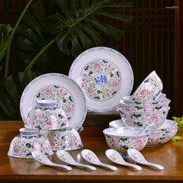 Dinnerware Sets Jingdezhen Ceramic Tableware Set Chinese Family Bone China Plate Bowl Spoon Housewarming Wedding Gift