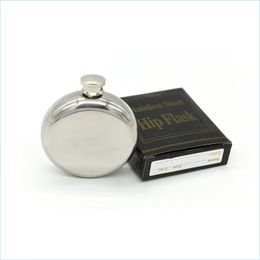 Hip Flasks 5Oz Mirror Smooth Men Portable Stainless Steel Round Flagon Small Funnel Pocket Drop Delivery Home Garden Kitchen Dining Dhqh2