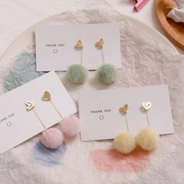 Dangle Earrings Korean Sweet Hair Ball Stud Earring For Women Jewellery Black Red Crystal Female Personality Simple Pink Plush Fur Earing