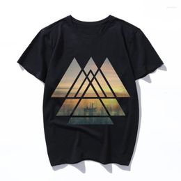Men's T Shirts Sacred Geometry Triangles Gical Misty Nature 90s Fashion Shirt Women Kawaii Print Short Sleeve O-ne Men T-shirt Vintage Vo