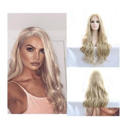 Synthetic Wigs Long Lace Front Wig Gold Ombre Blonde Curly Body Wave For Black Women Frontal Cosplay Drag Queen Everyday Hair Drop D Dhoyg