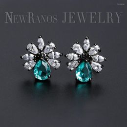 Stud Earrings Ranos Boho Women Flower Light Blue Natural Glass For 2023 Fashion Jewerly Party EFX007252