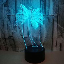 Night Lights 3D LED Light Palm Tree Leaf With 7 Colours For Home Decoration Lamp Amazing Visualisation Optical Illusion Awesome